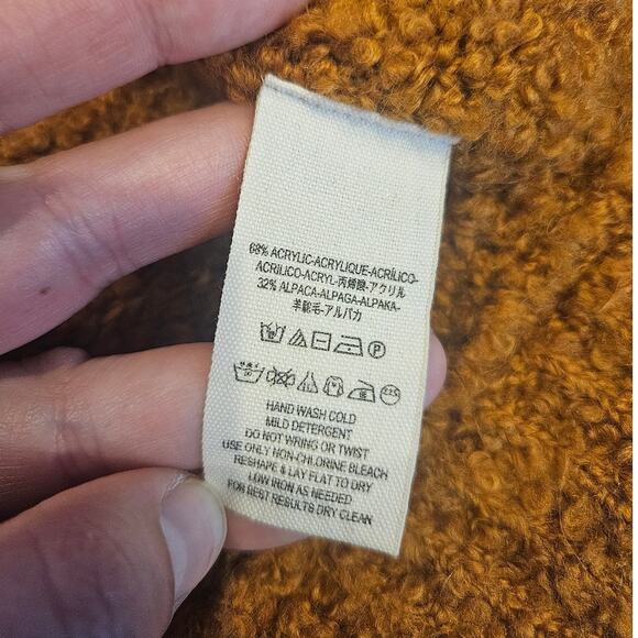 Free People Burnt Orange Alpaca Blend V-Neck Knit Sweater Extra Small Oversized - Picture 4 of 4
